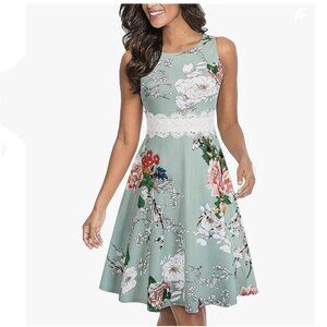 HOMEYEE Cocktail A-Line Embroidery Casual Dress NWT